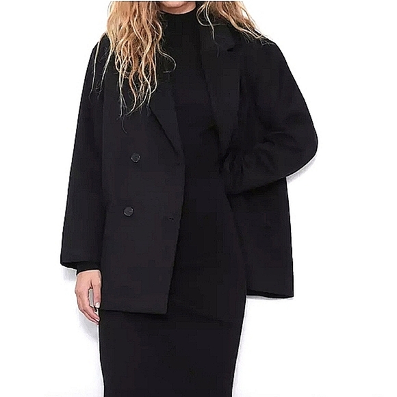 Zara Oversized Coat Black Size XS NWT - Picture 3 of 14